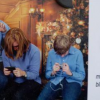 Family Texting in Christmas Card